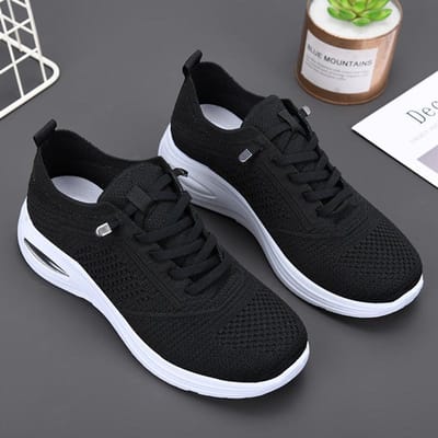 Zomer Dames Casual Schoenen Comfortabel Ademend Zacht Dames Sneakers Slip-on Hoogteverhogend Dames Loafers Zapatillas De Mujer 36 black