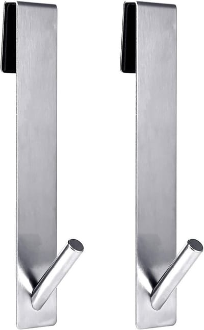 2x18cm Shower Door Hooks - Rvs Towel Hanging Hooks - Geen Boren op Douchedeur - Frameless voor Badkamer - Zilver