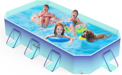 Opvouwbaar rechthoekig zwembad voor kinderen en huisdieren - 100 x 52,7 inch - antislip en stabiele houder