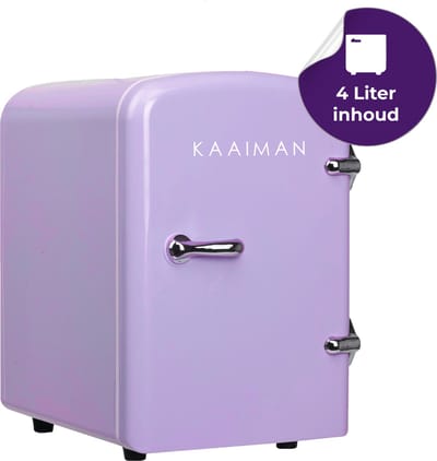 Kaaiman® Mini Koelkast 4L - Kleine Koelkast 12V/220V - Cosmetische Koelkast - Warm en Koud Functie - Skincare Fridge - Minikoelkast Slaapkamer - Paars