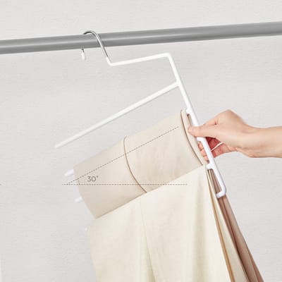 Broekhanger ruimtebesparend, set van 4, meerdere hangers, open uiteinde, antislip, voor elk 5 broeken, voor jeans, handdoeken, sjaals, wit CRI034W02