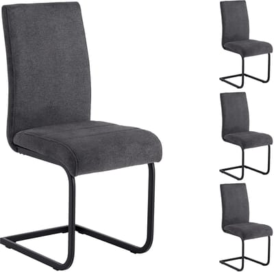 Schommelstoelen LETICIA, set van 4 - antraciet/zwart