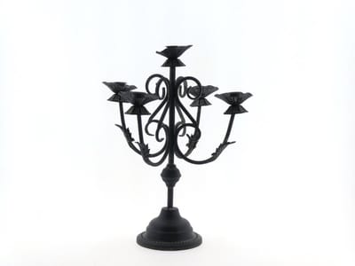 Kandelaren - Candleholder Metaal 26x43 Ant. Black