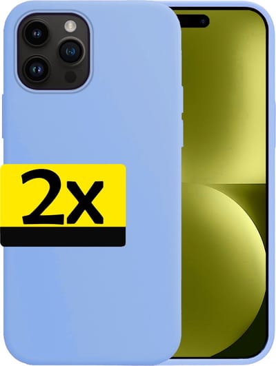 Hoesje - 2 Stuks - Geschikt voor Apple iPhone 15 Pro - Sterk & Shockproof - Case Siliconen - Back Cover - Telefoon Hoes - Telefoonhoesjes - Lichtblauw
