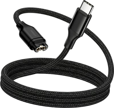 Oplaadkabel geschikt voor Garmin horloge - Oplader geschikt voor Garmin Vivoactive, Forerunner, Venu & Fenix - USB kabel - Stevig Nylon - 1 Meter - Zwart