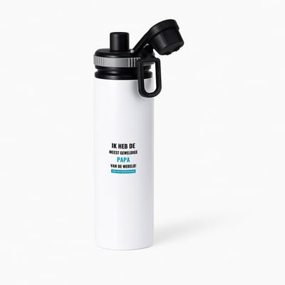 Hacebo® - ik heb de meest geweldige papa van wereld (klopt, deze mok heb ik van hem) waterfles met draaidop grijs - de meest geweldigste vader - vader cadeautjes - vaderdag - verjaardagscadeau - verjaardag - cadeau - water fles - 850ML