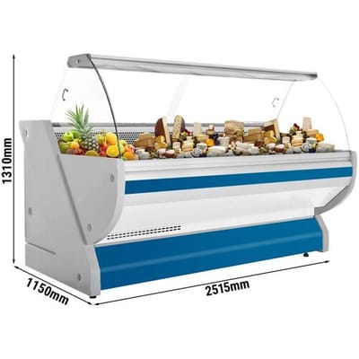 GGM Gastro Kühl-/ Fleischtheke - 2500mm - Blau - mit Fleischlicht & beleuchteter Frontblende