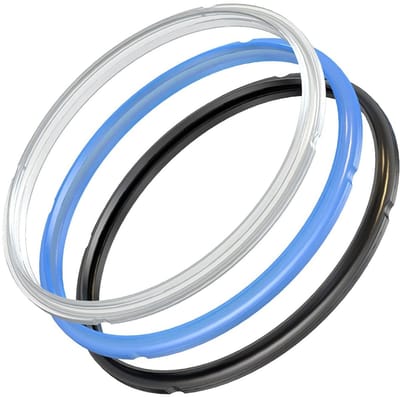 Dailygoody - Elektrische Snelkookpan Afdichting Ring - Siliconen Stoom Ring - 3 Stuks - Zwart Blauw Transparant - Geschikt voor Instant Pot - Voo