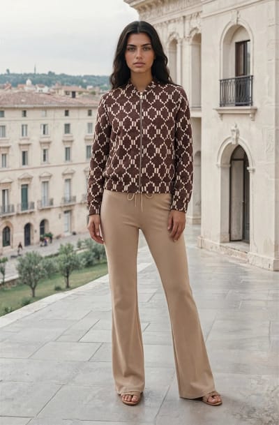 MI PIACE - Travel Jacket Ikat Print 202463 Espresso - Maat : XS