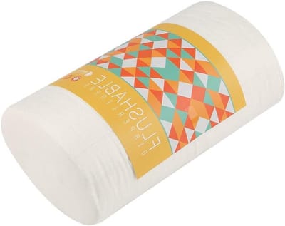 Biologisch afbreekbare en doorspoelbare luiervulling voor baby's - 100 stuks rol in beige bamboevezel, 18 x 28 cm, ideaal voor gevoelige huid en milieu.
