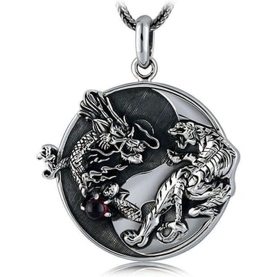 Dominerende Heren Antieke Vliegende Draak Oerbeest Hanger Ketting Rots Stijl Ketting gray