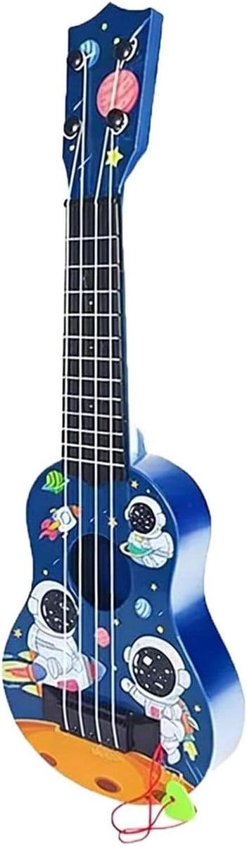 Kindergitaar - Muziekspeelgoed - Muziek Ontdekken - 4 Verstelbare Snaren - 44 cm - Blauw