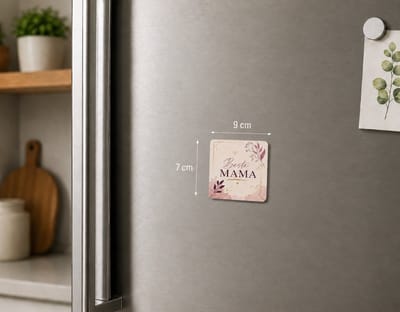Koelkastmagneet MDF Beste Mama – Moederdag Cadeau – Magneet met Roze Bloemenprint – 9 x 7 cm