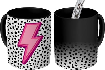 Magische Mok - Foto op Warmte Mokken - Koffiemok - Bliksem - Roze - Stippen - Magic Mok - Beker - 350 ML - Theemok