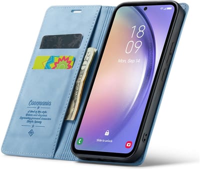 CaseMania Bookcase hoesje geschikt voor Samsung Galaxy A53 - Effen Lichtblauw - Kunstleer