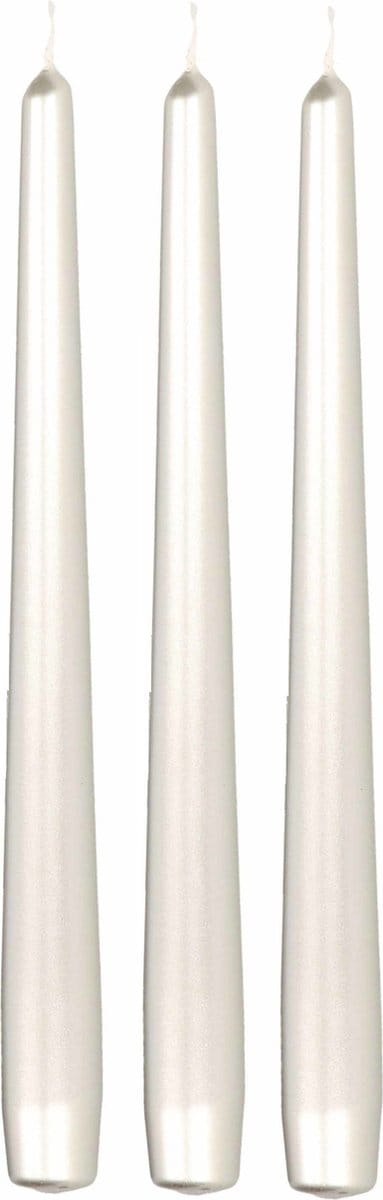 Enlightening Candles Dinerkaarsen - 12x stuks - zilver - 8 branduren - 25 cm - kandelaar kaarsen - sfeerkaarsen