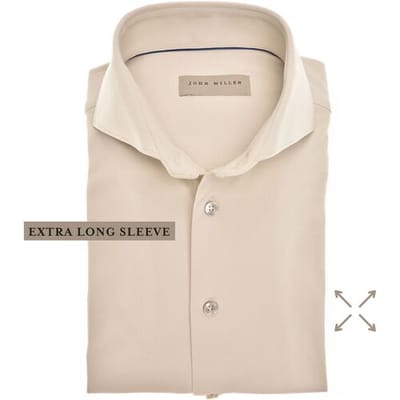 John Miller Overhemd Slim-Fit Hyperstretch Extra Long Sleeve Mouwlengte 7 Licht Bruin / male