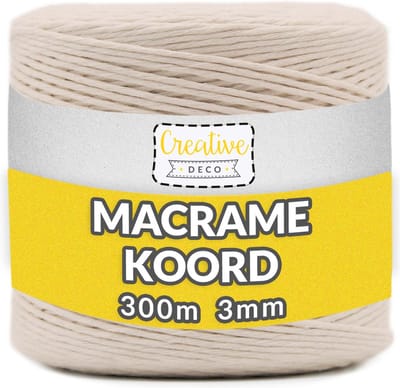 Creative Deco Beige Macrame Touw – 300m – Katoen, 12-laags