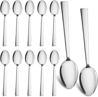 Set van 12 RVS Soeplepels - Elegante en Moderne Tafellepels voor Thuis, Restaurant en Feestjes - Hoogglans Gepolijst en Vaatwasserbestendig