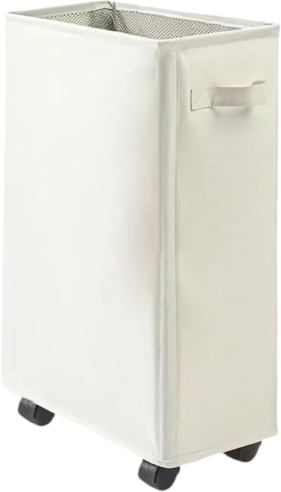 Vouwbare wasmand met 4 wielen en rem, ideaal voor vuile was, handdoeken en sportspullen (beige)