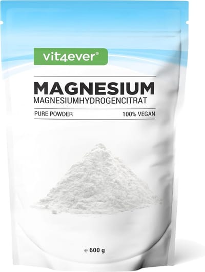 Magnesium Pure - 600 g poeder (4,3 maanden voorraad) - Puur poeder zonder toevoegingen - Premium kwaliteit - Veganistisch | Vit4ever
