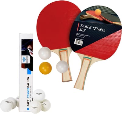 Gebro Tafeltennis of ping pong spelen setje - van 2 batjes - en 9x tafeltennisballetjes - sport - spellen