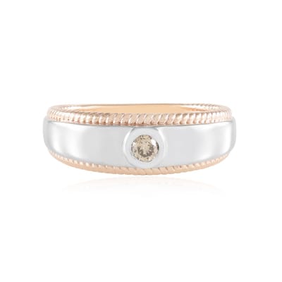 Cavill - Zilveren Ring met 0,099 ct I2 Champagne Diamant - 925 Sterling Zilver Rosé Verguld - Ronde Briljant - Gevlochten Rand - Elegant Dames Sieraad