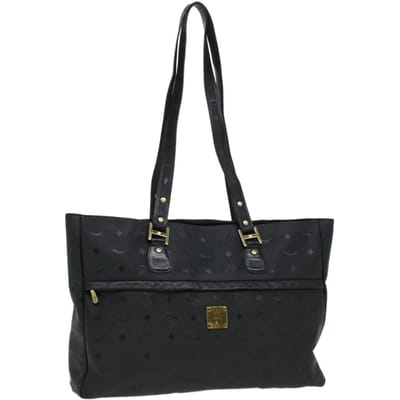 MCM Vicetos Logogram Schoudertas PVC Leer Zwart Auth ti758
