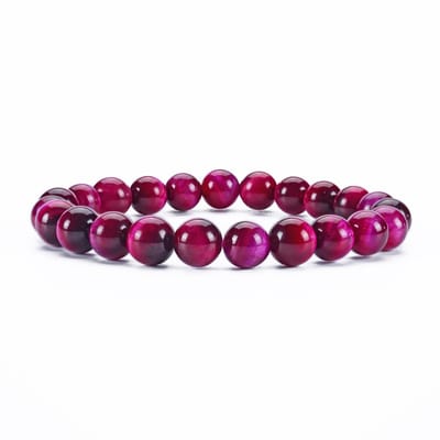 Bixorp Gems Roze Tijgeroog Edelstenen Armband - Gepolijste Edelsteen Kralenarmband