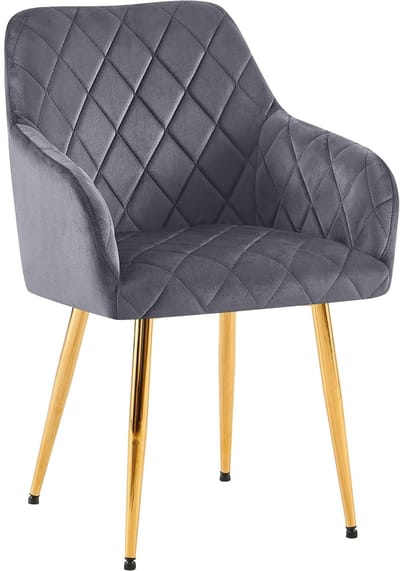 CLP Monett Eetkamerstoel - met armleuning - klassiek - metalen frame - Velvet - goud/donkergrijs