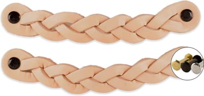 Leren handgrepen - Naturel - 2 stuks - Gevlochten - 16,5 x 2,5 cm - incl. 3 kleuren schroeven - Handgrepen leer - Leren meubelgreep - Leren handvaten kast - Leren lus - Handgreep kast leer - Leren greepjes - Handvat leer - Leren handgreep