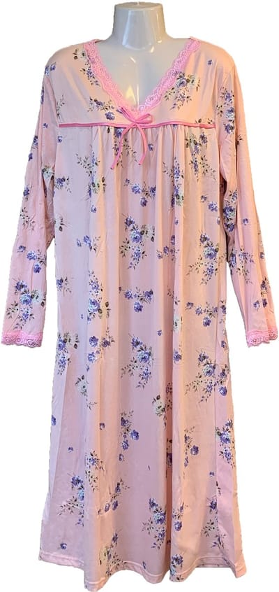 Dames Nachtjapon Lange Mouwen Polyester Roze - XL (Valt als M-L)