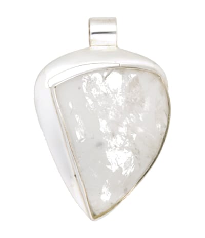 Zilveren Bergkristal edelsteen ruw vrije vorm XL hanger
