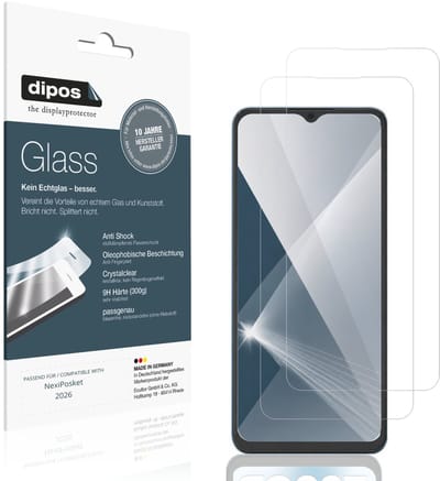 dipos – 2x Pantserfolie geschikt voor NexiPosket 2026 | 9H Screenprotector