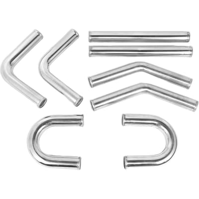 Tuyau d'intercooler 2,5 pouces Universel Aluminium Droit 180 90 45 Degrés Tube avec Kit Collier de Serrage white