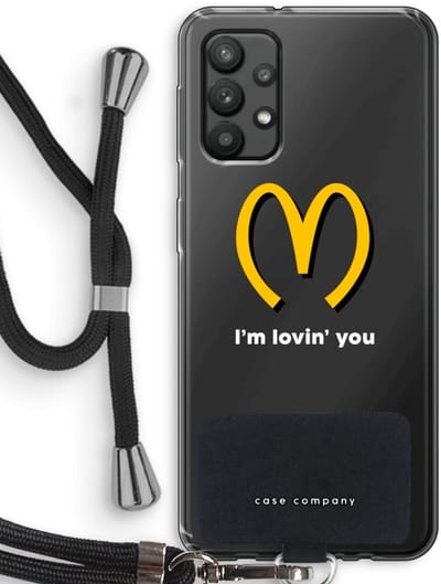Case Company® - Hoesje met koord geschikt voor Samsung Galaxy A32 4G hoesje met Koord - I'm lovin' you - Telefoonhoesje met Zwart Koord - Bescherming aan alle Kanten en Over de Schermrand