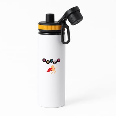 Hacebo® - super baby met cape waterfles met draaidop oranje - Baby - super baby - verjaardag - geboorte - baby shower - cadeau - kado - geschenk - gift - water fles - 850ML