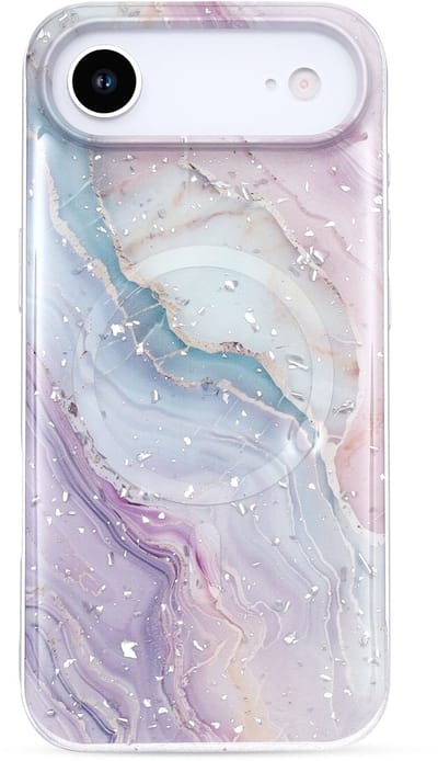 Casemania Hoesje Geschikt voor Apple iPhone 17 Air - Roze - Marmer Glitter Magnetisch Back Cover - Geschikt voor MagSafe
