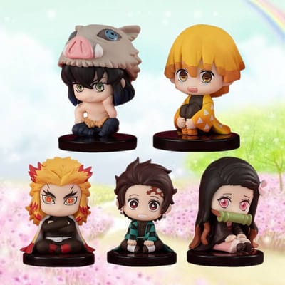 Demon Slayer Model Speelgoed Anime Kimetsu No Yaiba Q Versie Zittende Tanjiro Nidouzi Inosuke Zenizu PVC Figuur Modelpop Cadeaus