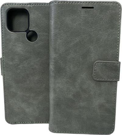Portemonnee Book Case Hoesje Geschikt voor: Oppo A15 - Grijs
