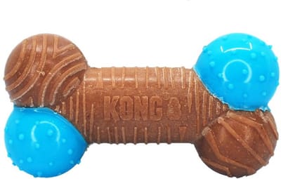 KONG CoreStrength Bamboe Bot | Sterk Hondenspeelgoed Bruin & Blauw
