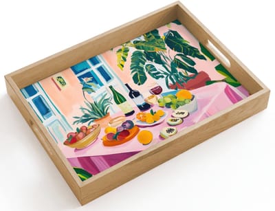 Dienblad hout 40x30 cm - Schootdienblad - Tafel - Wijn - Fruit - Borrelplank rechthoek - Plateau dienbladen