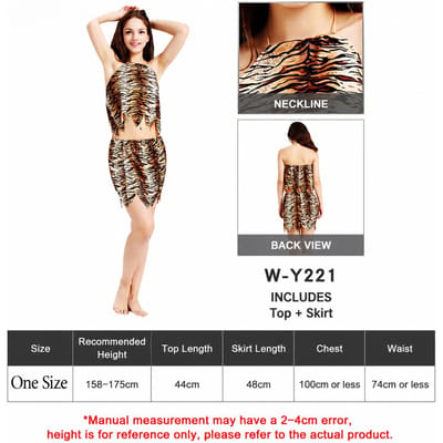 Holbewoner Kostuum Voor Mannen En Vrouwen Tijgerprint Prehistorisch Feest Outfit Halloween Verkleedset Voor Koppels Cosplay Leuke Kleding One Size&indian beige