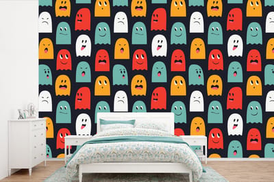 Behang - Fotobehang Patroon - Pacman - Games - Spook - Jongens - Kinderen - Kids - Breedte 360 cm x hoogte 240 cm