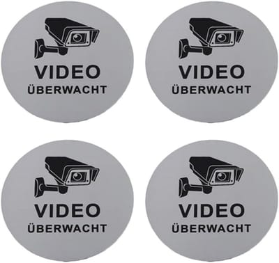 Videobewakingsbord - CCTV Sticker - Beveiligingsbewustzijn - Geborsteld Aluminium - 10 cm - Zilver
