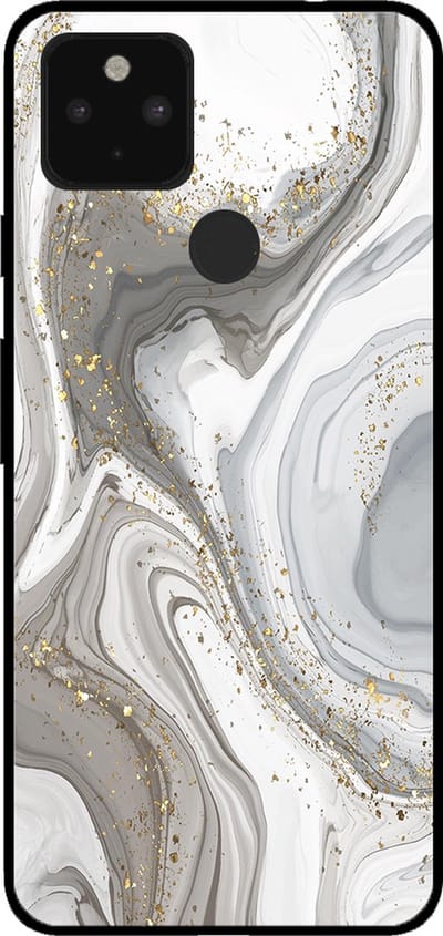Smartphonica Telefoonhoesje voor Google Pixel 4A 5G met marmer opdruk - TPU backcover case marble design - Zilver geschikt voor Google Pixel 4A 5G