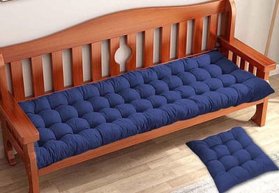 Bankkussen Buiten - Zitkussen Bank - Comfortabel Zitten - Antislip Met Banden - 180x55cm - Blauw