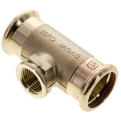 Tee Press Fitting - 28mm & Rp 1/2'' Persmof - Koperlegering