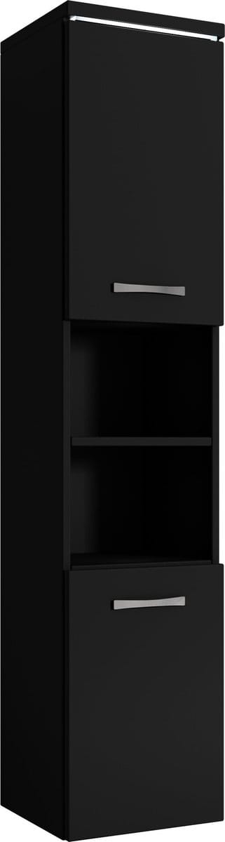 Badplaats Badkamerkast Paso 35 x 35 x 160 cm – Mat Zwart – Hangende Kolomkast met 2 Deuren