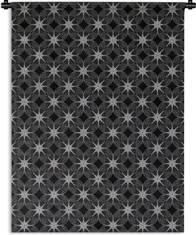Wandkleed - Wanddoek - Kompas - Patronen - Zwart Wit - 150x200 cm - Wandtapijt